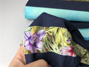 Viscosejersey - striber med motiver og ensfarvet